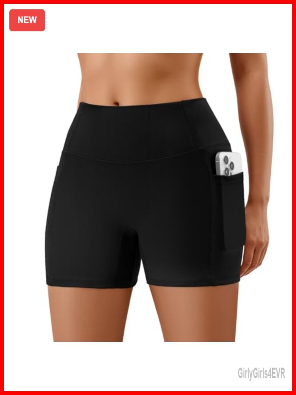 High Waist Biker Shorts No Front Seam Yoga Shorts with Pockets
